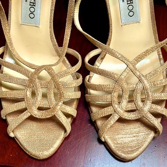 Vintage Jimmy Choo 90’s Rose Gold Sparkly Slingback Heals: S- 7.5 - Picture 4 of 15